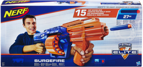 Nerf Elite SurgeFire Blaster, 15-Dart Rotating Drum, Slam Fire