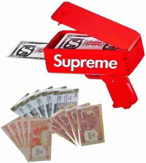 PTCMart Super toy money gun with 300 notes 10, 20, 500 for Wedding, Parties  Money Gun