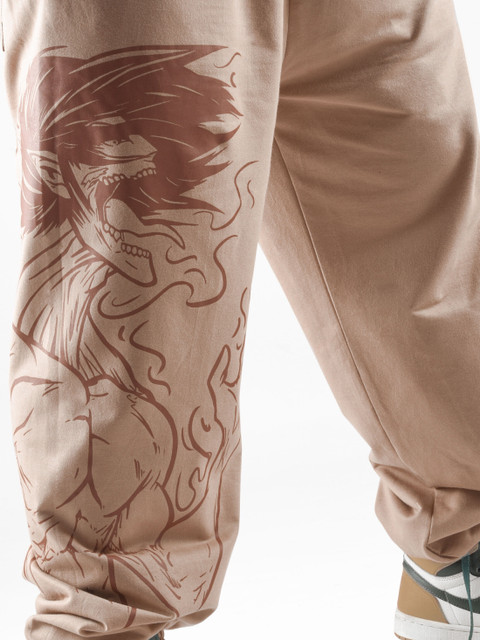 ComicSense AOT Anime Joggers Attack Eren Printed Baggy Oversized Pant  Printed Men Brown Track Pants