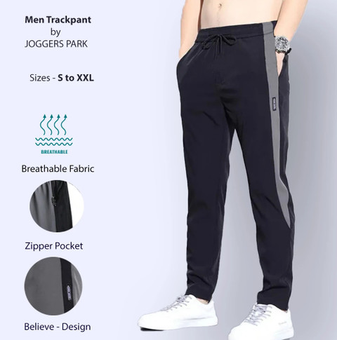Joggers Park Colorblock Men Black Track Pants