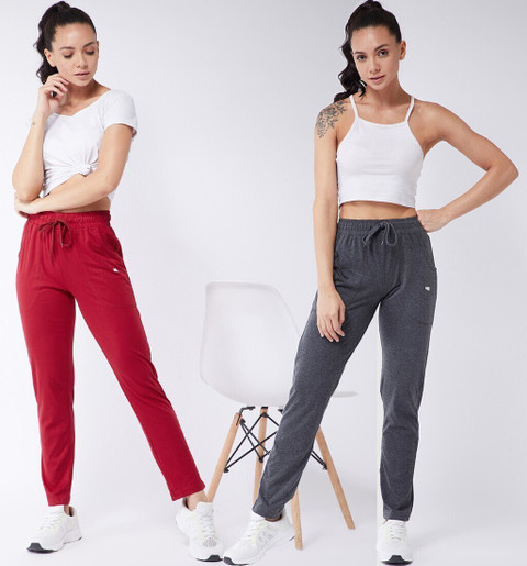 Modeve Solid Women Red, Grey Track Pants - Buy Modeve Solid Women