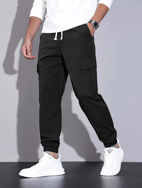 Lripsome Solid Men Black Track Pants