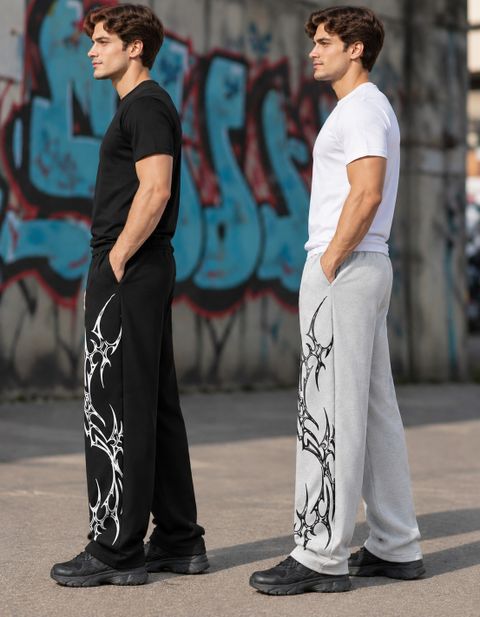 TABUBU Pack of 2 Men Self Design Black, Grey Track Pants - Image 7