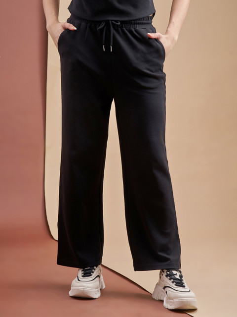 Tokyo Talkies Solid Women Black Track Pants - Buy Tokyo Talkies