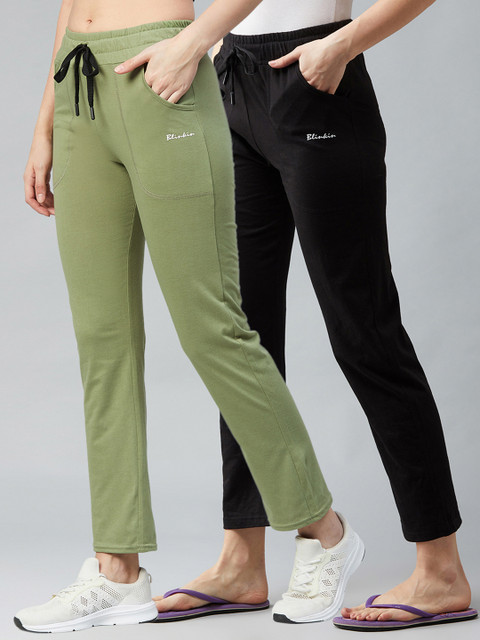 BLINKIN Solid Women Black, Light Green Track Pants - Buy BLINKIN