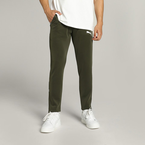 PUMA Solid Men Green Track Pants