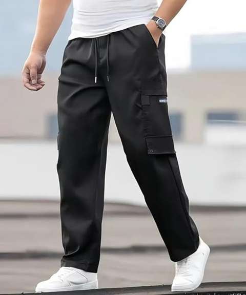 Men Solid Black Track Pants