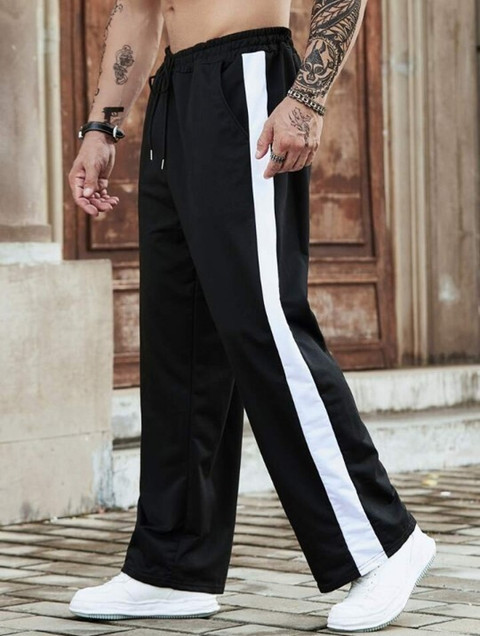 Mens Jeans Black And White Colorblock Jeans Color Block Fashion