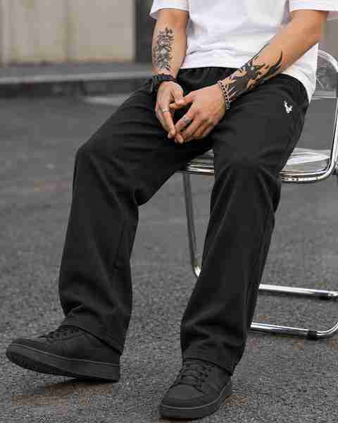 N AND J Men Solid Black Track Pants - Image 5