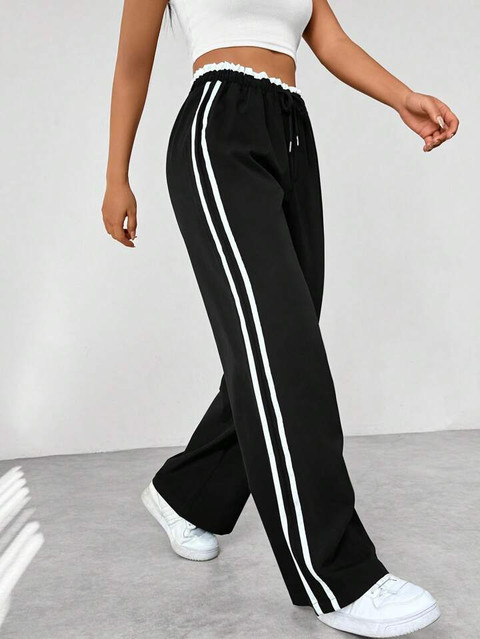saahasam Solid, Striped Women Black Track Pants Buy saahasam