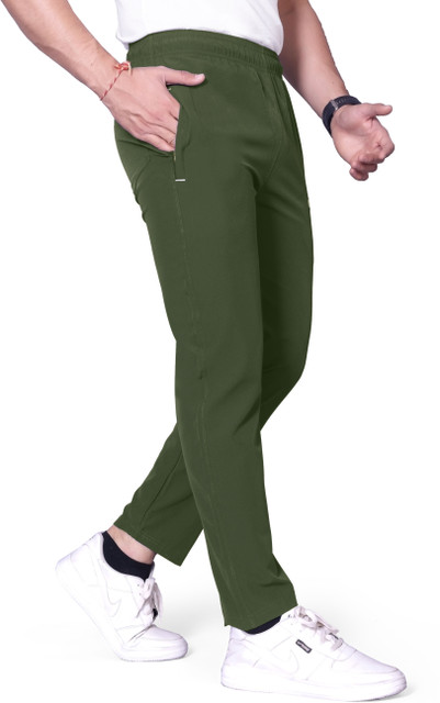 Krivox Solid Men Dark Green Track Pants - Buy Krivox Solid Men