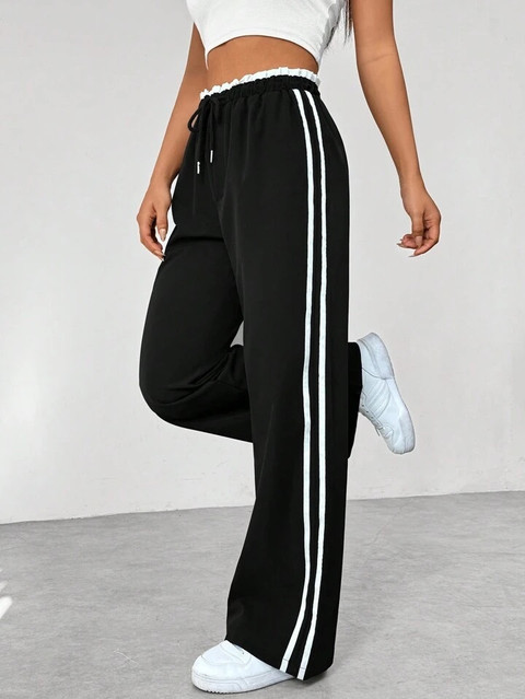 saahasam Solid, Striped Women Black Track Pants Buy saahasam
