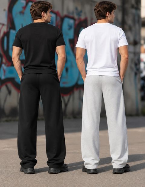 TABUBU Pack of 2 Men Self Design Black, Grey Track Pants - Image 6