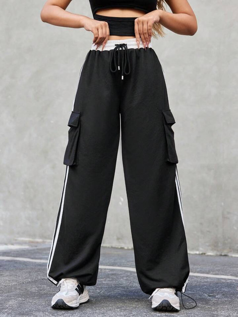 Tabadtod Solid Women Black Track Pants - Main Image