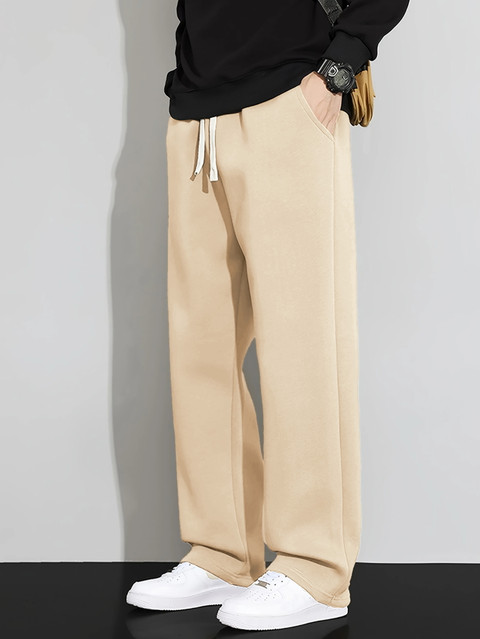 JexPuti Solid Men Beige Track Pants - Buy JexPuti Solid Men Beige