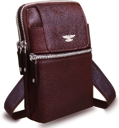 ABYS Genuine Leather Passport Pouch|Mobile Pouch|Small Sling Bag|Hiking Bag  For Men Multipurpose Bag