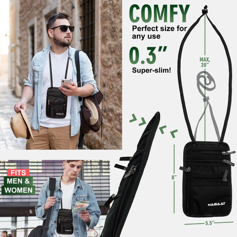 Travel Neck Pouch Mens Travel Bag For Passport And Money Travel