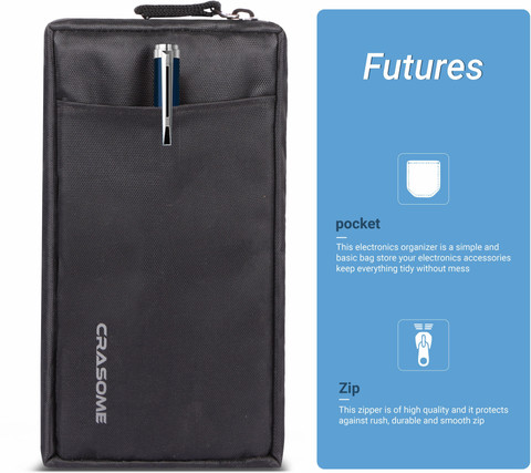 CRASOME Travel Organizer Bag Cover Pouch for Mouse, USB, Charger, Cables,  Hard Disk