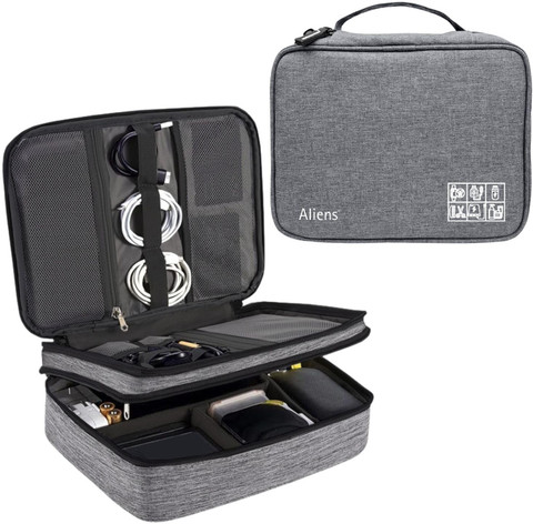 Aliens Double Layer Gadget Travel Tech Organizer Case Bag Pouch for  Cable,ipad,cosmetic