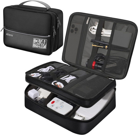 Aliens Double Layer Gadget Travel Tech Organizer Case Bag for Electronic  Organiser