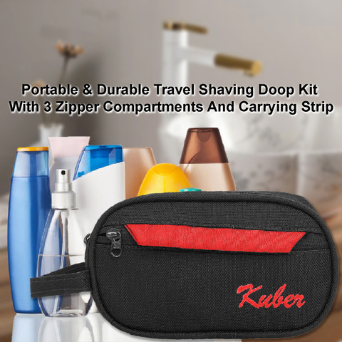KUBER INDUSTRIES Canvas Toiletry Organizer|Carrying Strip Travel Shaving  Kit,Pack of (Black) Travel Toiletry Kit