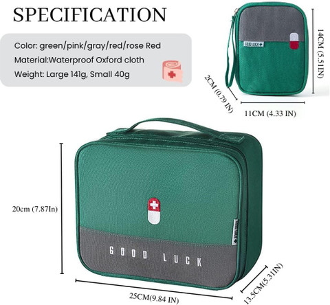 pelton 2Pcs Medicine Pouch Empty First Aid Kit Bag for Travel