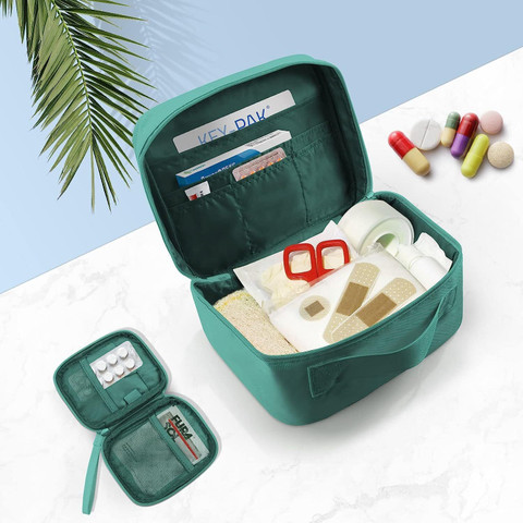 pelton 2Pcs Medicine Pouch Empty First Aid Kit Bag for Travel