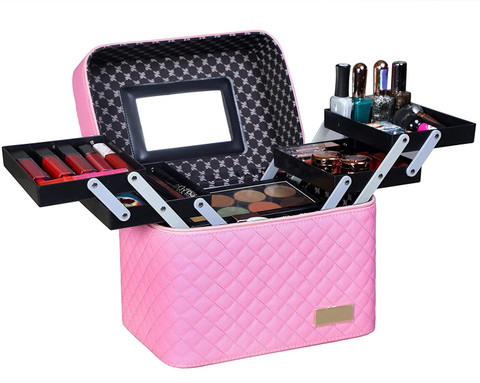 viulvuk Luxury Cosmetic Bag with Mirror Multiple Compartments for Women  Makeup Case, Travel Toiletry Kit