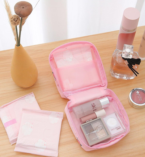 WAKTORO Multipurpose Small Pouch for Women Girls Sanitary Napkin  Storage Bag Travel Toiletry Kit