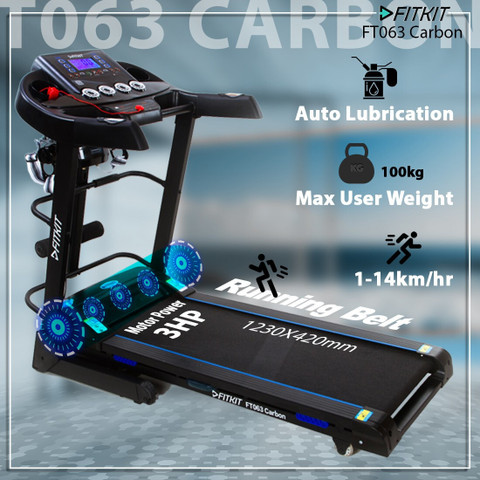 FITKIT by Cultsport FT063 Carbon in Auto Incline Motorized  Multifunctional with Diet Plan and Installation Services Treadmill (Max  Weight:100