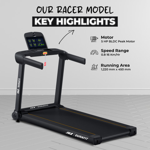 Durafit Racer 5HP BLDC Peak 16km Speed Hydraulic Foldable Home