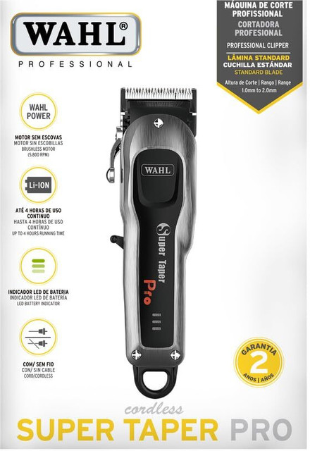 WAHL Super Taper Pro Lithium-Ion Cordless Clipper,BLDC 5800 RPM Motor,LED  Indicator, Trimmer 240 min Runtime Length Settings