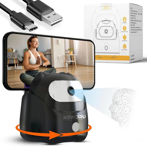 NEWDRU AI Auto Face Tracking Tripod 360° Rotation Mobile Stand