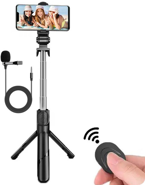 MOOZMOB Mini Tripod Cum Selfie Mobile Tripod Stand with Mic for
