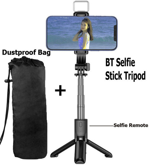 BUFONA Selfie Stick with LED Light, Bluetooth Extendable Selfie Stand  Holder+Carry Bag Tripod, Monopod, Monopod Kit, Tripod Kit
