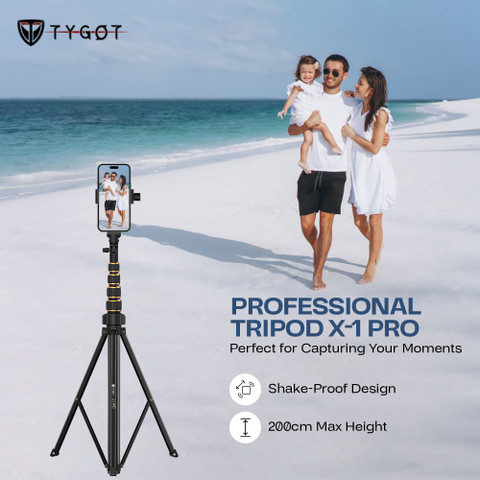 Tygot X-1 PRO 78-Inches (200cm) Aluminium Tripod with Bluetooth Remote  Stand for Phone Tripod