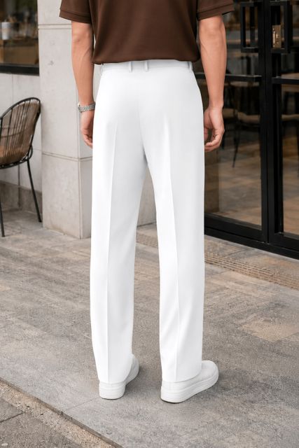 FTX Men Loose Fit White Lycra Blend Trousers - Image 3
