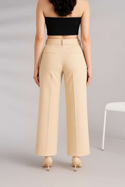 NEYSA Women Regular Fit Beige Cotton Blend Trousers view 4