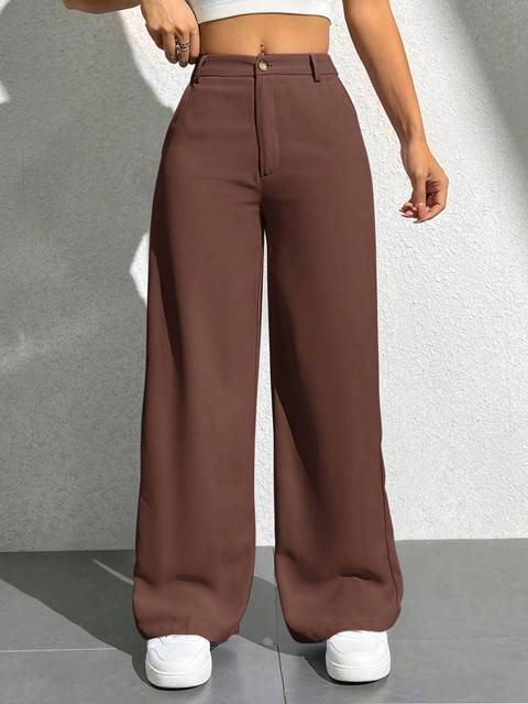 Dolsia Regular Fit Women Brown Trousers Buy Dolsia Regular Fit