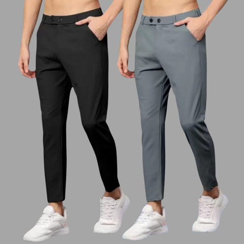 JKGARMENTS Regular Fit Men Black, Grey Trousers - Buy JKGARMENTS