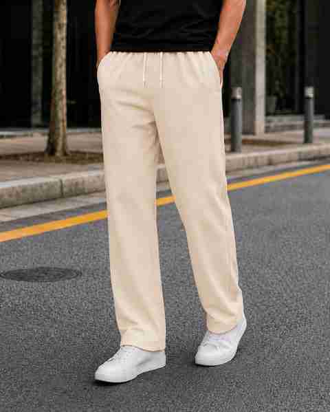 METRONAUT Loose Fit Men Beige Cotton Blend Trousers - Image 5
