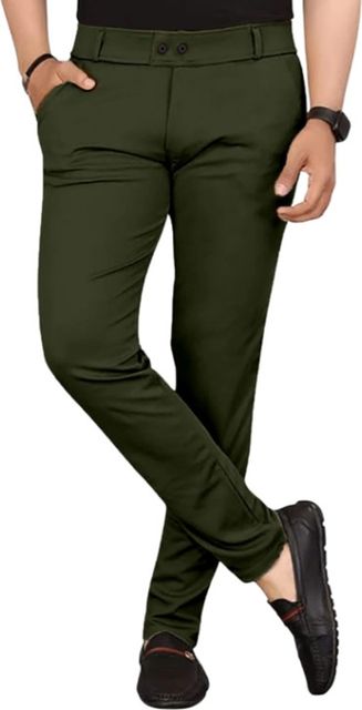 TheMutedThreads Pack of 3 Men Slim Fit Light Blue, Black, Dark Green Lycra Blend Trousers - Image 5