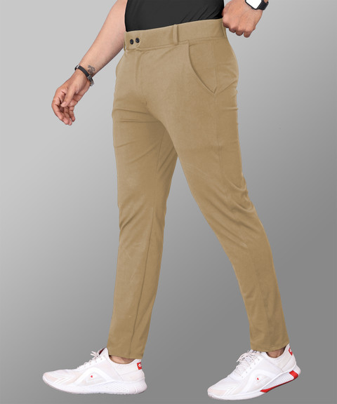 COMBRAIDED Slim Fit Men Khaki Trousers