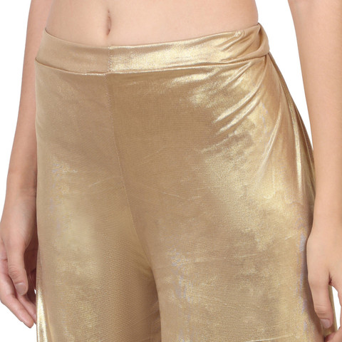 Kanna Fabric Loose Fit Women Gold Trousers