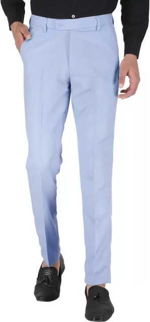 Sky Blue Mens Blue Formal Trousers The DS Slim Fit Men Light Blue