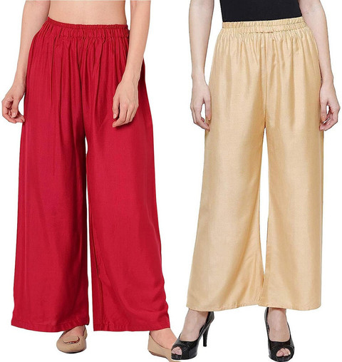 KGN FASHION Regular Fit Women Red, Gold Trousers