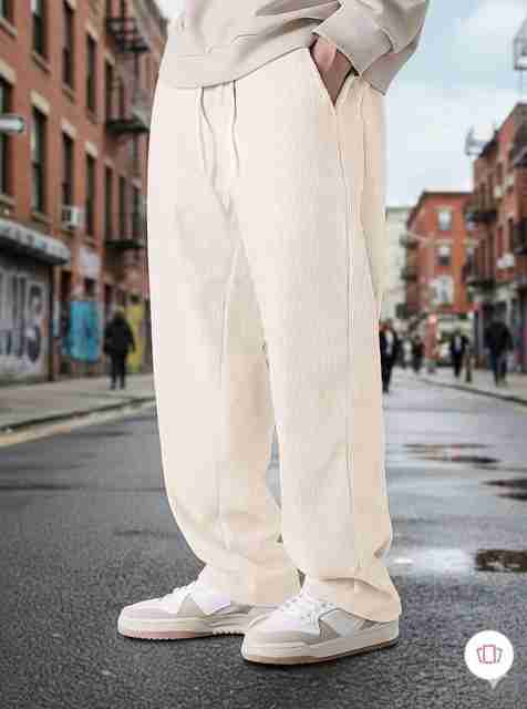 Fabflee Men Regular Fit White Cotton Blend Trousers - Image 5