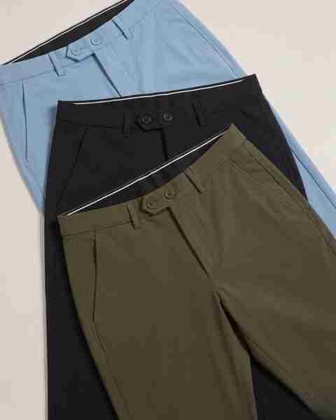 TheMutedThreads Pack of 3 Men Slim Fit Light Blue, Black, Dark Green Lycra Blend Trousers - Image 2