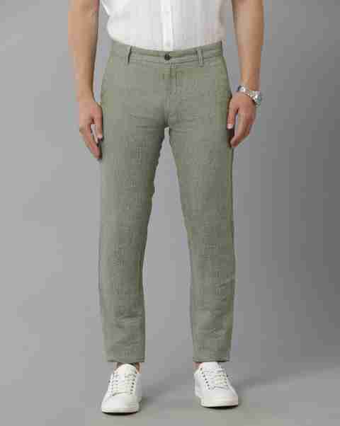 Linen Club Slim Fit Men Grey Trousers - Buy Linen Club Slim Fit
