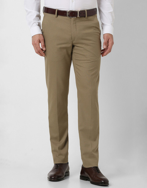 PETER ENGLAND Slim Fit Men Khaki Trousers